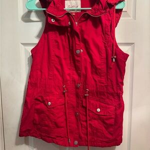Snobbish Collection Vibrant Red Hooded Vest size Large